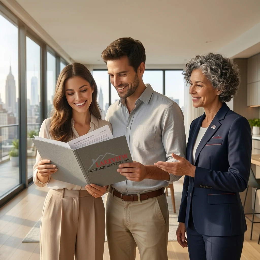 First-time homebuyer family looking at a house in New York