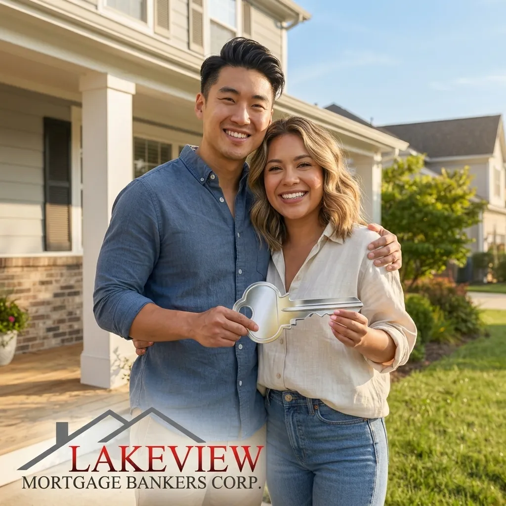 First-time home buyers reviewing mortgage options